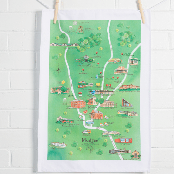 Mudgee 2.0 Tea Towel Wine Region Map