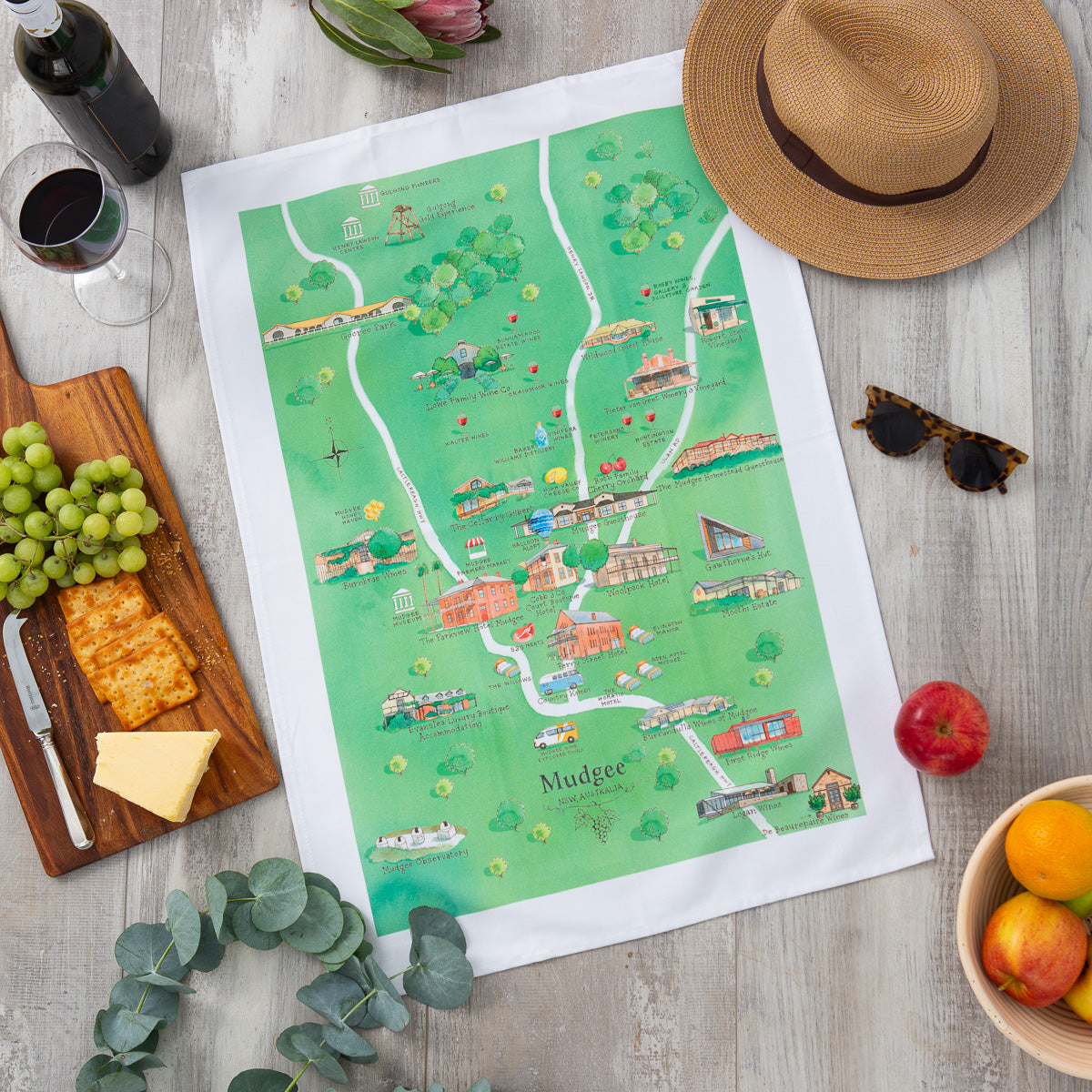 Mudgee 2.0 Tea Towel Wine Region Map