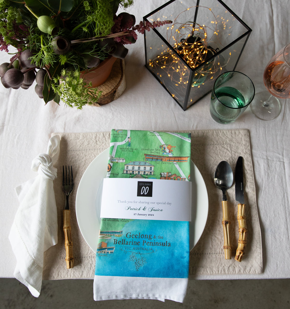 * Custom Logo Belly Band Tea Towel Set of 100