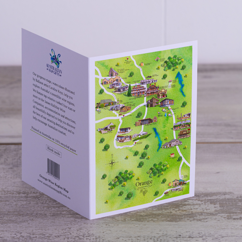 Orange Greeting Card Wine Region Map A6