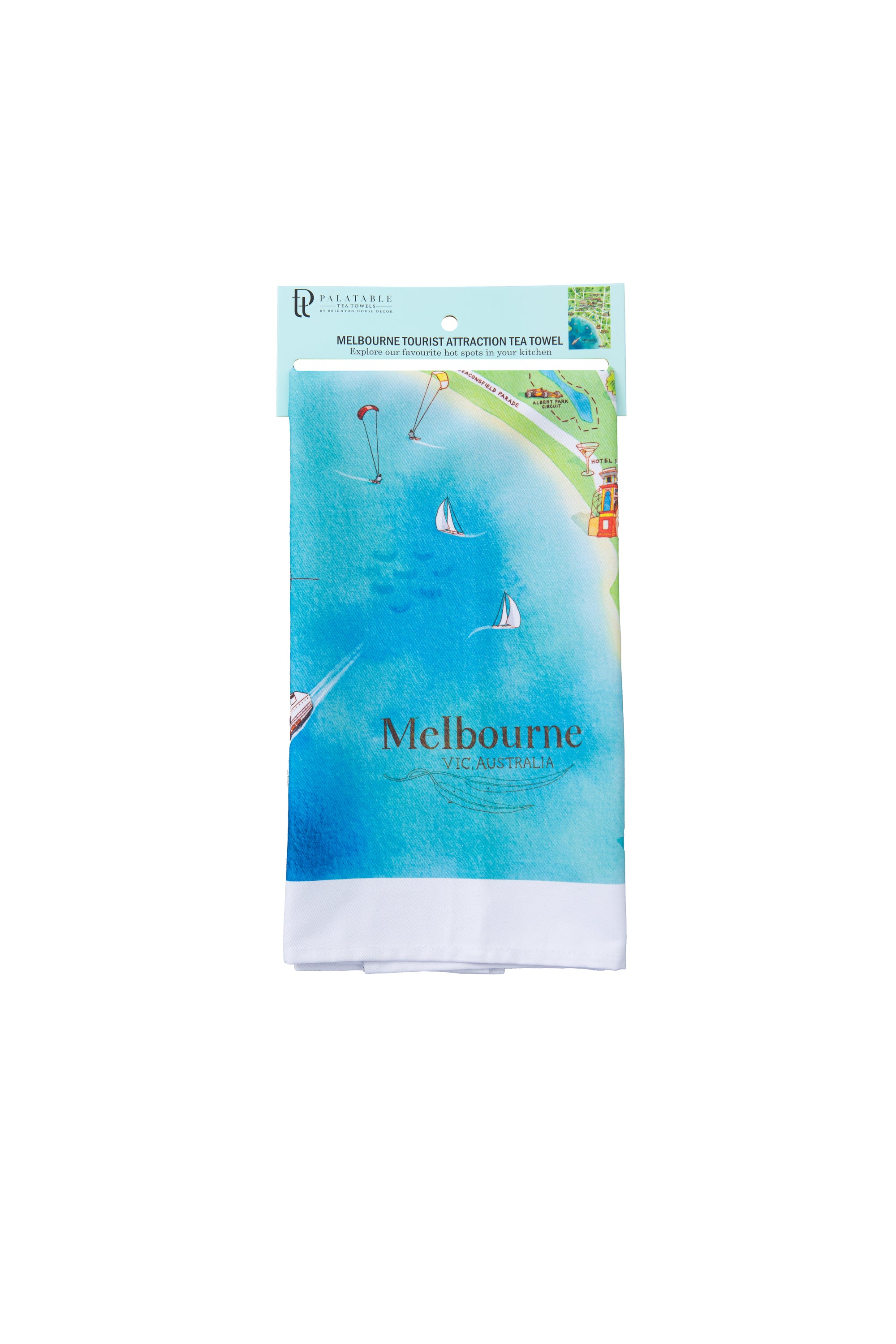 Melbourne Tea Towel Tourist Attractions Map Gift Hamper