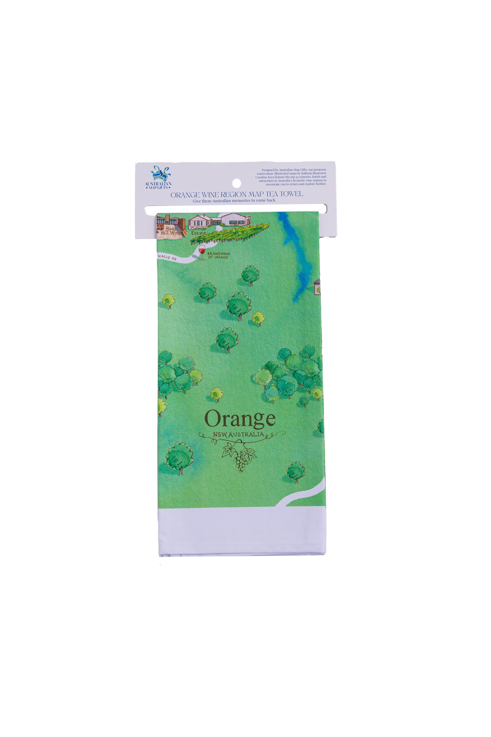 Orange Tea Towel Wine Region Map