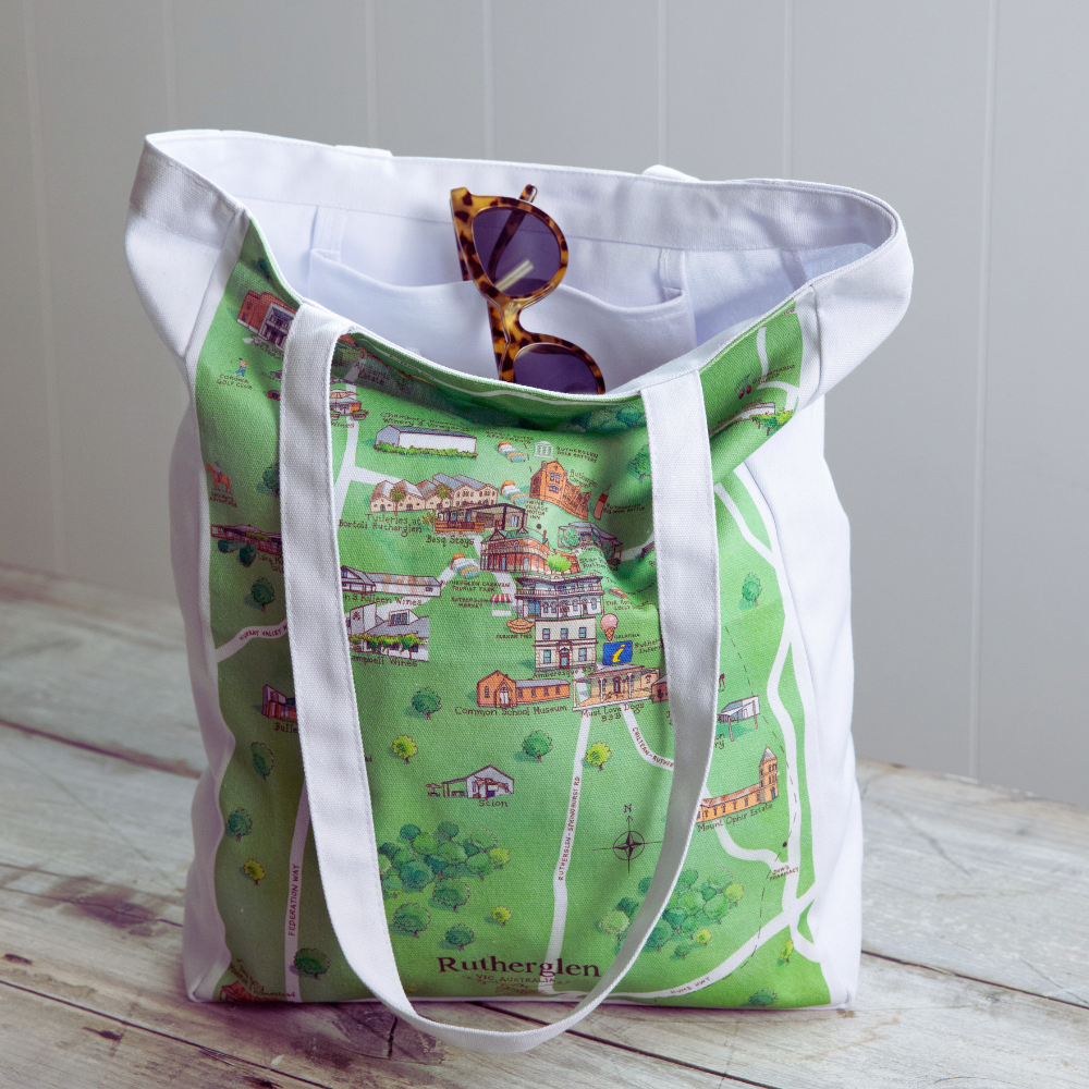 The perfect canvas tote bag for friends or family who live in or love visiting Rutherglen VIC