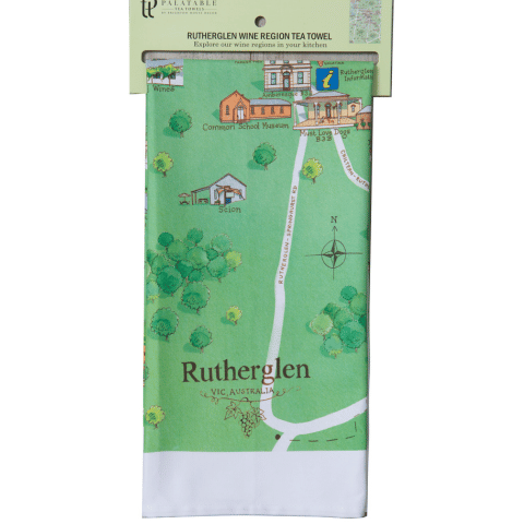 Rutherglen wine region map tea towel retail ready