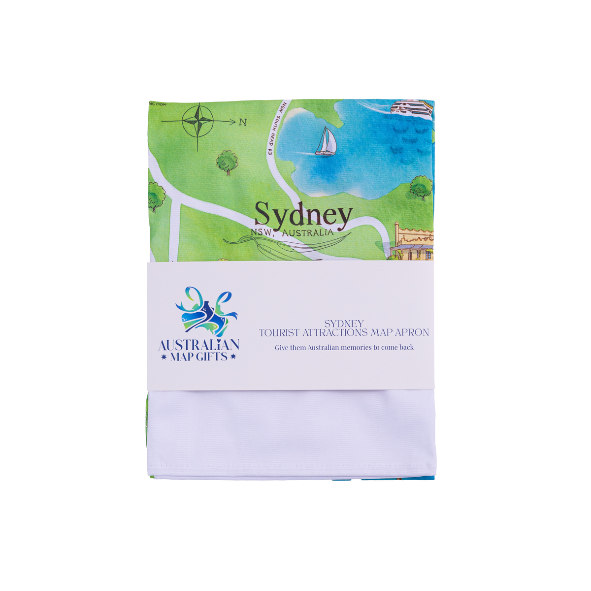 Sydney tourist attractions map apron in packaging