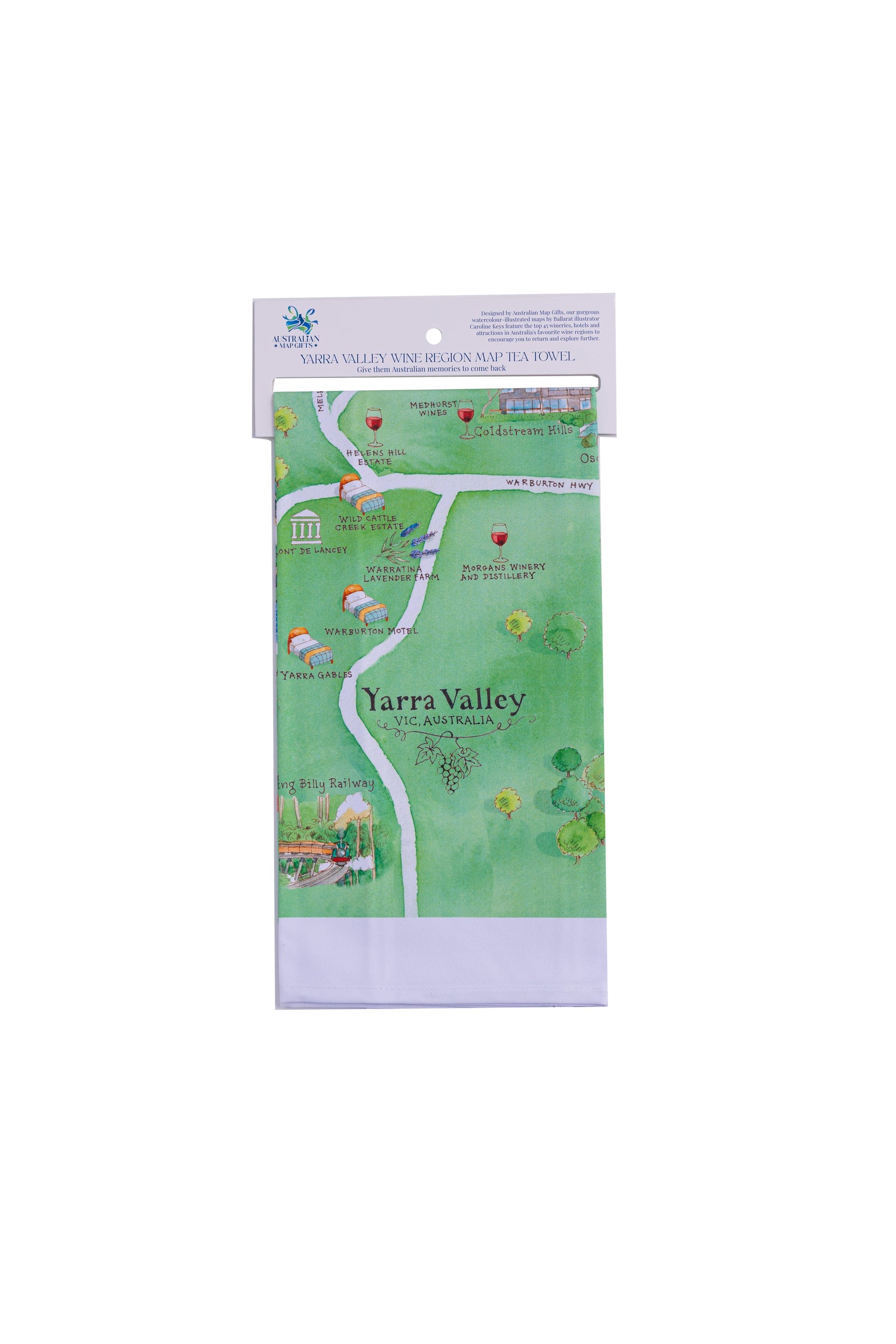 Tea Towel Yarra Valley Wine Region Map