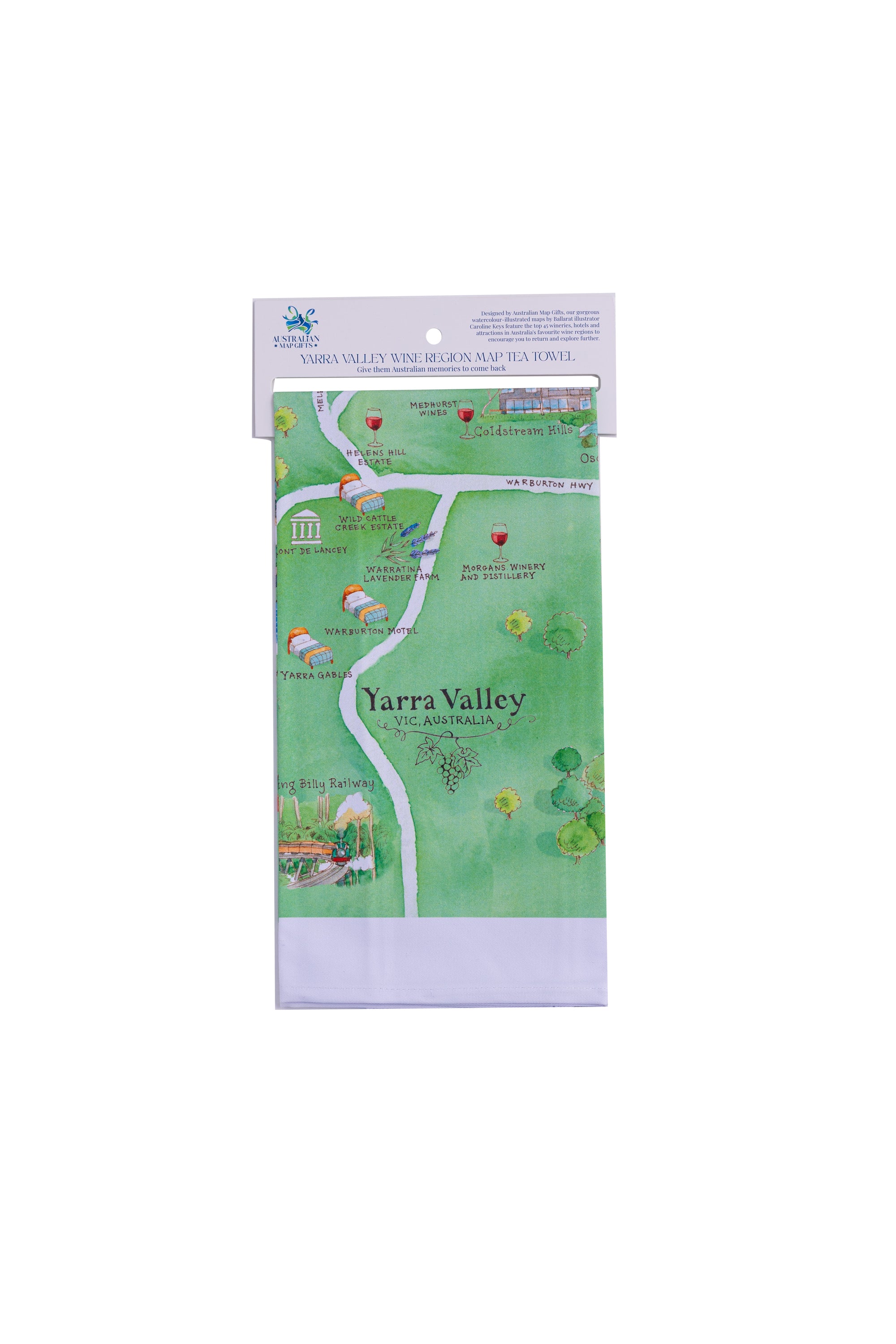 Yarra Valley Tea Towel Wine Region Map