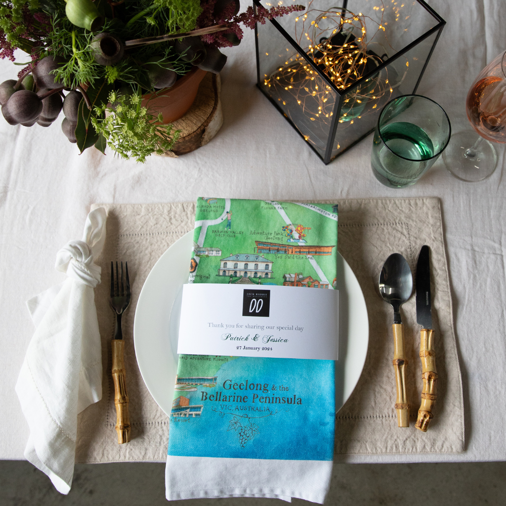 * Custom Logo Belly Band Tea Towel Set of 100